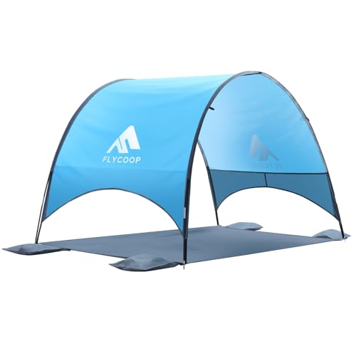 Flycoop Beach Umbrella with UPF 50+ UV Protection, Compact and Portable with 360° Ventilation, Windproof Ropes and Stakes for Family, Travel, Backyard, Park Shade