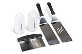 Blackstone Signature Griddle Accessories, 2 Spatulas, 1 Chopper Scraper, 2 Bottles, FREE Recipe Book, 5 Piece Tool Kit for BBQ Grill, great for Flat Top Cooking, Camping and Tailgating (Renewed)