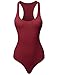 Made by Emma Classic Solid Sleeveless Scoop Neck Bodysuit Burgundy M