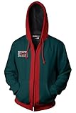 Newdong Adult Into The Spider-Verse Hoodie Sweatshirt Miles Morales Zipper Jacket Coat Cosplay Costume Dark Green
