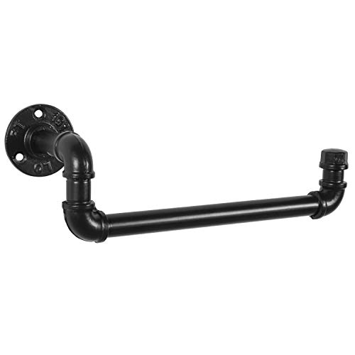 MyGift Wall Mounted Industrial Black Metal Bathroom Hardware Hand Towel