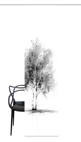 HOME WOHNIDEEN Tenda a pannello Tree, effetto seta, opaca, 245 x 60 cm, colore: grigio, dimensioni: 245 x 60 cm, numero: 1 x