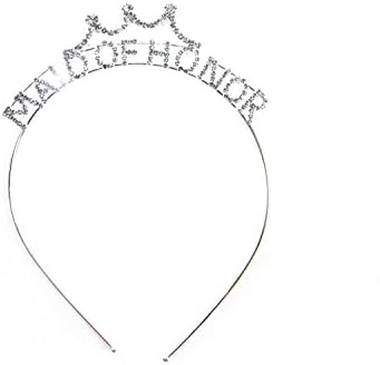 Sparkling Crystal Bachelorette Bridal Party Bride, Maid of Honor, Bridesmaid Novelty Tiara Headband Accessory for Women