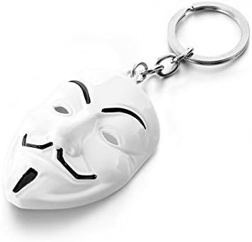 NEW V for Vendetta Keychains White Metal Guy Fawkes Key Rings Mask Keychain US Seller