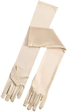 Women Satin Long Wedding Gloves Elbow Length Evening Party Finger Gloves For Brides 21" Long