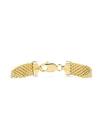 MiaBella 18K Gold Over Sterling Silver Italian 12mm Solid Bismark Mesh Link Chain Bracelet for Women, 7", 7.5", 8"