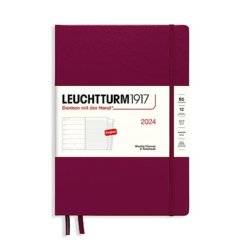 LEUCHTTURM1917 367756 Agenda settimanale e taccuino Composition (B5) 2024, 12 mesi, Port Red, Inglese