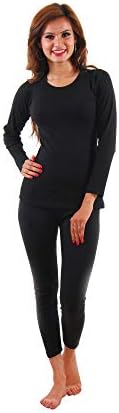 Yorker Black Full-Sleeves Thermal Top & Bottom Set for Women