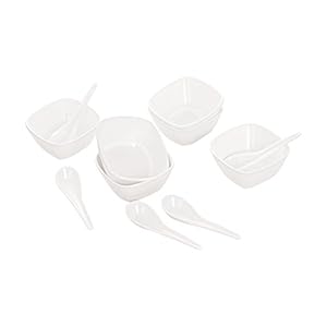 Cello Ware Square Soup Set, 12-Pieces, White