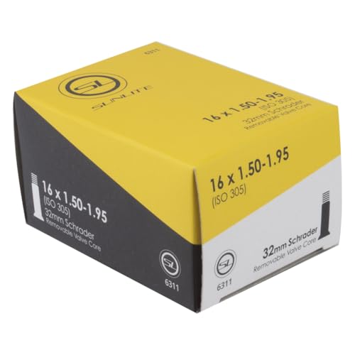 Sunlite Standard Bicycle Tube, 16 x 1.50-1.95, Schrader Valve
