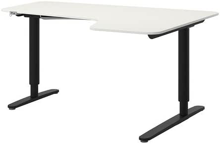 Amazon Com Ikea Corner Desk Right Sit Stand White Black
