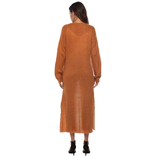 Autumn Long Sleeve Open Cape Casual Coat for Women Blouse Kimono Jacket Cardigan Coffee