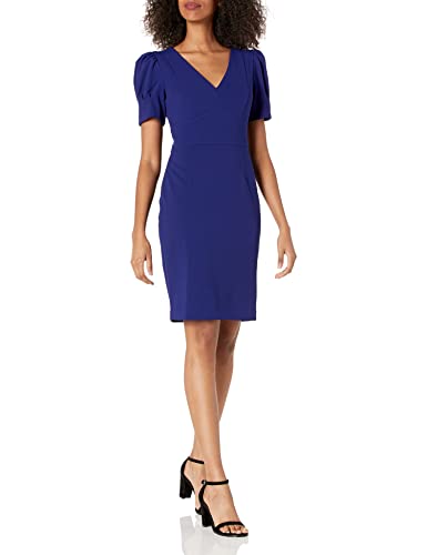 DKNY Women's V-Neck Puff Sleeve Sheath 