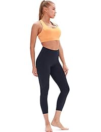 icyzone Pantalones de yoga para mujer - Mallas de entrenamiento de cintura alta con bolsillos, Power Flex Athletic Capris Mallas de ejercicio