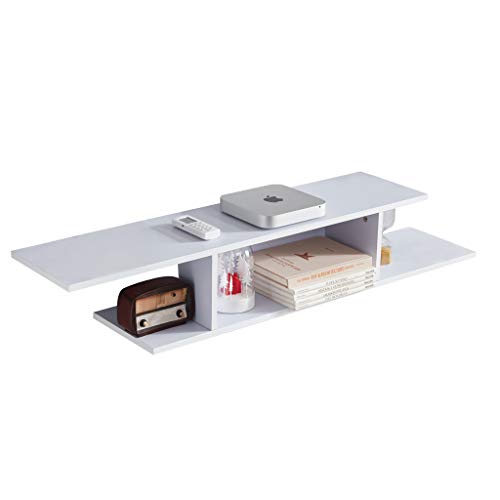 Sunon TV Stand Floating Wall Mounted Entertainment Center Media Console Wood Storage Shelf with Cable Management Slot(White) - Thumbnail 7