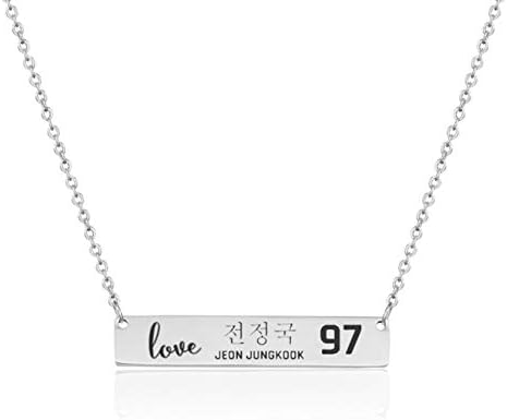 dfhdrtj Popular Kpop BTS Bangtan Boys Same Paragraph Necklace Stainless Steel Letter Lettering Tag Girls Clavicle Chain Girls Necklace Gifts for Fans