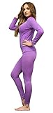 Women's Ultra Soft Thermal Underwear Long Johns Set with Fleece Lined (Large, Purple)