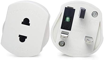 Pawaca 2 Pin Plug Adaptor To 3 Pin, 2 Pin To 3 Pin 1a Fuse Adaptor Plug, Shaver Plug Adaptor,Toothbrush Plug Adaptor For Shaver/Toothbrush(White)