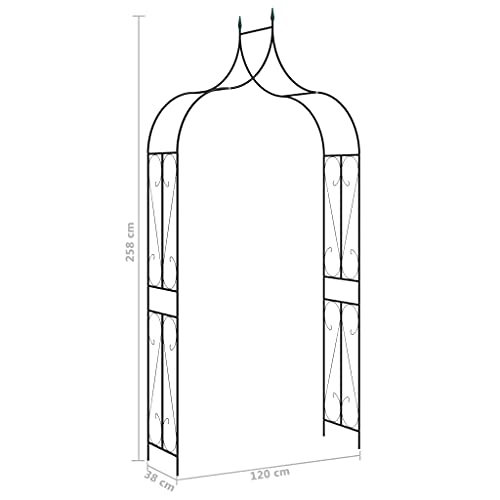 vidaXL Rosenbogen Gartenbogen Spalier Pergola Rosenspalier Torbogen Rankgitter Rankhilfe Dunkelgrün 120x38x258cm Eisen – Bild 5