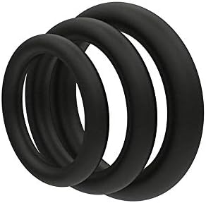 Set of 3 Soft Silicone Men's Rings - Items for Male - Flexible Bands for Time Delay Exercise Ej'aculation - Best Idea for Gift - Black