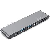 Macbook Pro HUB QacQoc GN28K Type-C Adapter for 2016/2017 MacBook Pro 13” and 15” 40Gbs Thunderbolt 3, Pass-Through Charging,USB-C Data Port, 4K HDMI,SD/Micro Card Reader and 2 USB 3.0 Ports(Gray)