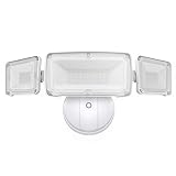 LEPOWER 35W Dusk to Dawn Light LED Security Lights Outdoor, 3500LM LED Flood Light Outdoor, Full Metal, 3000K, IP65 Waterproof 3 Head Outdoor Security Light for Garage, Patio, Porch (Warm Light)