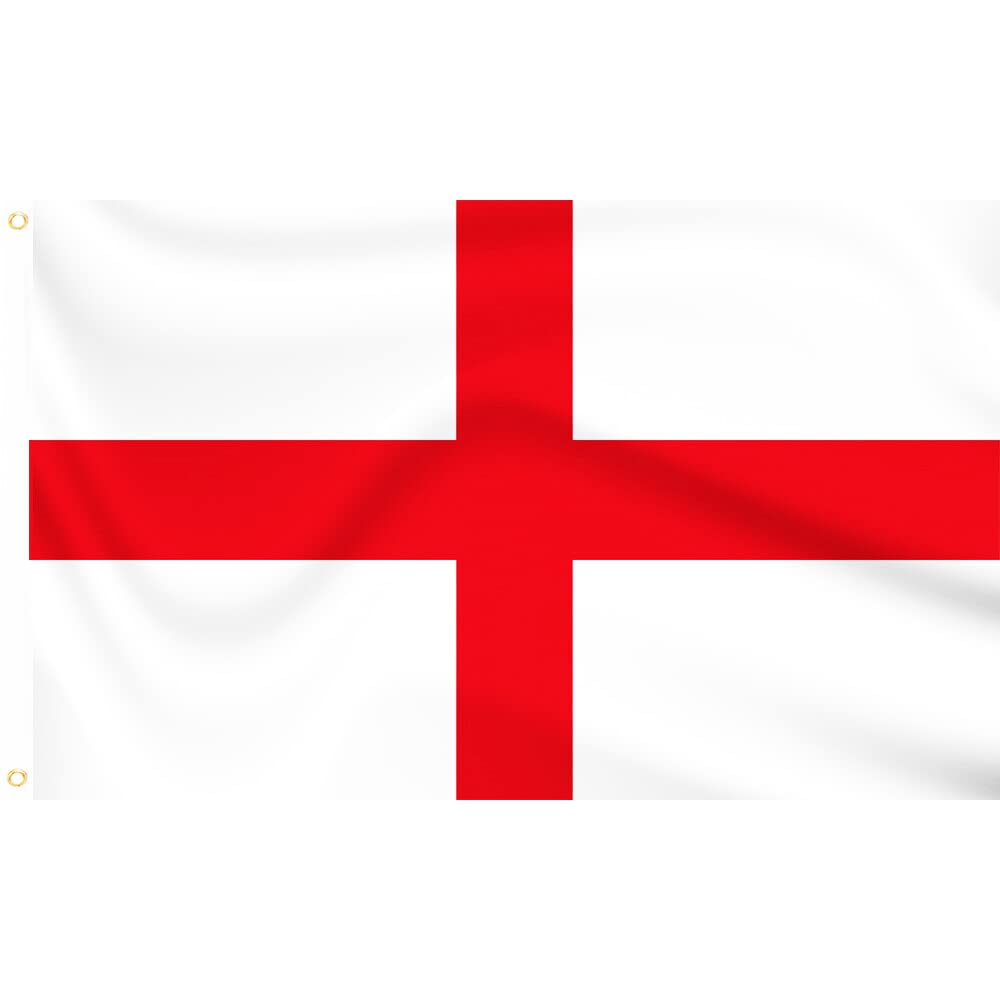 Large England Flag 8ft x 5ft For Indoor/Outdoor Use Red & White St Georges Cross English Wall Banner With 2 Metal Eyelets