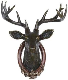 YJ Home Deer Head Sculpture - Resin Deer Head Wall Decor Faux Deer Head Bust (Bronze)