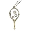 Disney Beauty And The Beast Mirror Enchanted Rose Pendant Necklace