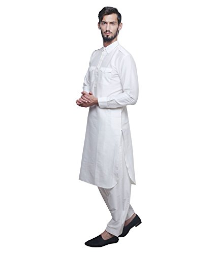 royal kurta mens white silk blend festive pathani suit