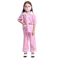 Haorugut Doctor Costume for Kids Role Play Costume Toddler Doctor Dress up Surgeon Costumes for Boys and Girls Pink L