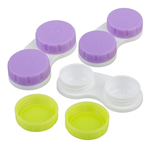 12 Pack Colorful Contact Lens Case Holder,YuCool Cute Contact Lens Container Soak Storage Set with 4 Pack Portable Stick Tool Case Kit(Inserter+Tweezer with Soft Tip)-Green,Pink,Blue and Purple