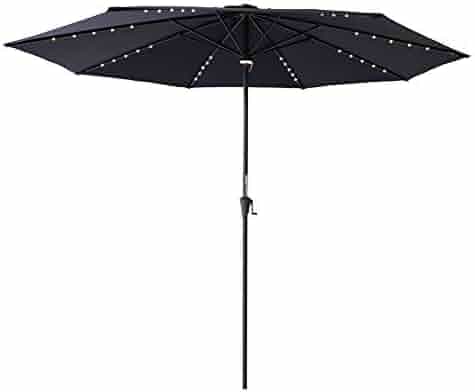 C Hopetree 10 Outside Patio Market Umbrella With Led Solar Lights And Tilt For Outdoor Table Balcony Garden Yard Deck Navy Blue Patio Furniture Accessories Umbrellas Shade Umbrellas