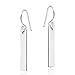 AeraVida Modern Chic Minimalist Inspired Rectangle Shaped Bar .925 Sterling Silver Fishhook Dangle Earrings
