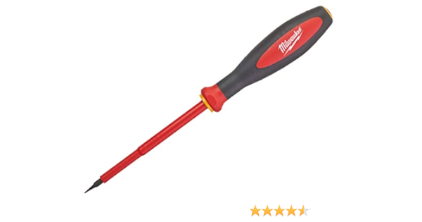 Milwaukee 932464037 VDE - Destornillador plano (4,0 x 100 mm), color rojo