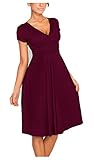 Women's Elegant V-Neck Ruched Waist Casual Maternity Cocktail Dress Purple,Medium