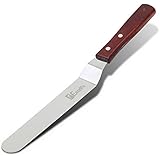 1Easylife Offset Cake Icing Spatula, 8" Angled Blade with Wooden Handle, Professional Stainless Steel Cake Decorating Spatula
