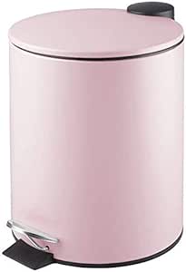 BYCDD Bote de Basura Inteligente, Pedal Caja Redonda de Metal Trash Can