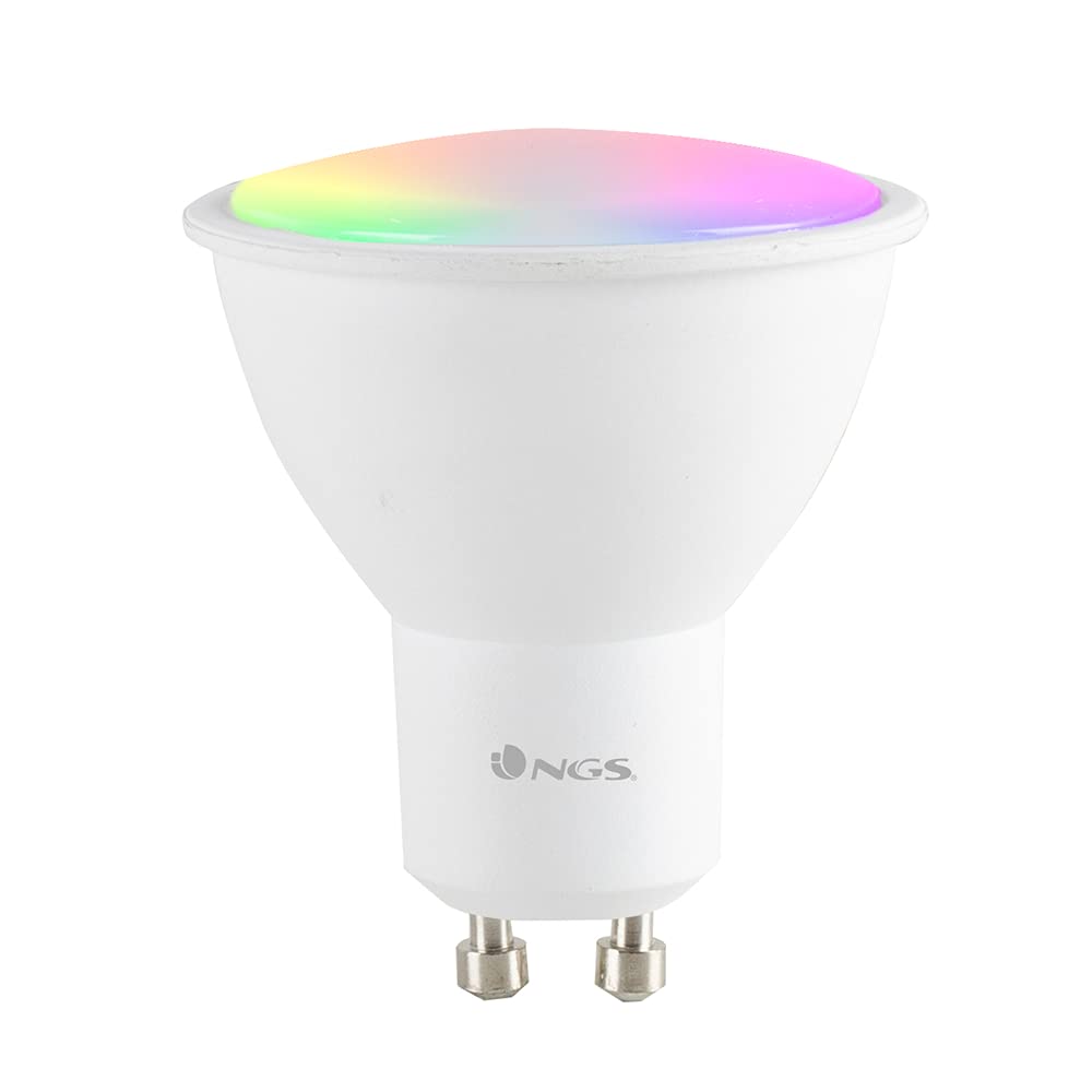 NGS GLEAM510C - Wi-Fi Smart LED Bulb with RGB+W Adjustable Colors, 5W GU10 460LM Spotlight Smart Lamp, Operated from APP/Alexa/Google Assistant [Efficiency Class A]