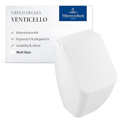 Villeroy & Boch Venticello Urinaldeckel mit Absenkautomatik - Hygienische & bruchsichere Urinalabdeckung aus Duroplast in eckiger-Form - Weiß Alpin, glänzend