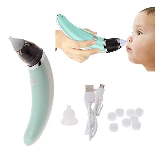 YAVOCOS Baby Nasal Aspirator Electric Safe Hygienic Nose Cleaner with 2 Sizes of Nose Tips and Oral Snot Sucker for Newborns Boy Girls (Green WithOutBox)
