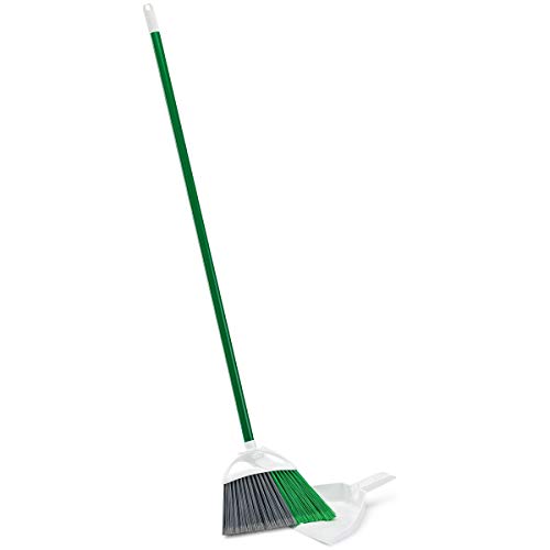 Libman Commercial 206 Precision Angle Broom with Dust Pan, Steel Handle, 11" Wide, Green and