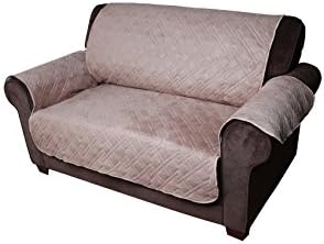 YESYEES Microsuede Water Repellant Child Pet Dog Furniture Protector Sofa Cover Quilted Sofa Slipcover, Machine Washable (Tan-Love Seat)