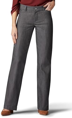 Lee Women's Flex Motion Regular Fit Trouser Pant, Carbon Rinse, 38