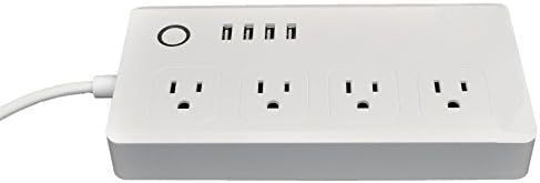 WI-FI Power Strip, Smart Outlet Plug Timing Switch with 4 AC Sockets &amp; 4 USB Charging Ports, Wi-Fi, APP Control Your Home Appliances from Anywhere
