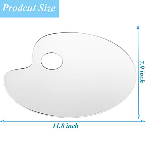 Non-Stick Paint Palette Clear Acrylic Artist Paint Mixing Palette Oval Shaped Easy Clean Art 7.9 by 11.8-inch 2 Pcs