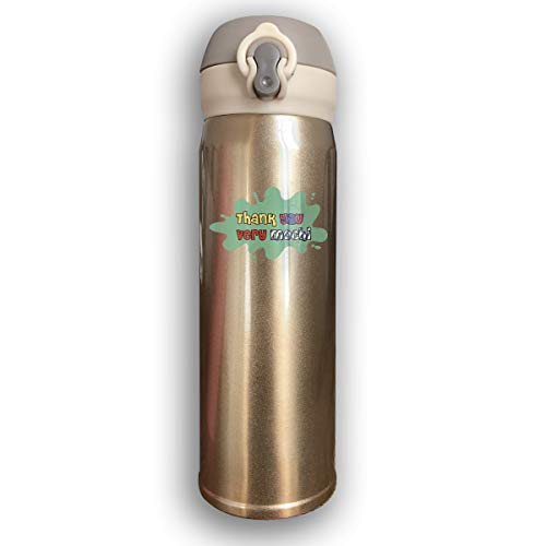 CC COLL Thank You Very Mochi Cute Food Star 500Ml Stainless Steel Water Bottle,Double Wall Vacuum Insulated Leakproof Thermos,Travel Mug,with Bounce Cover,Yellow