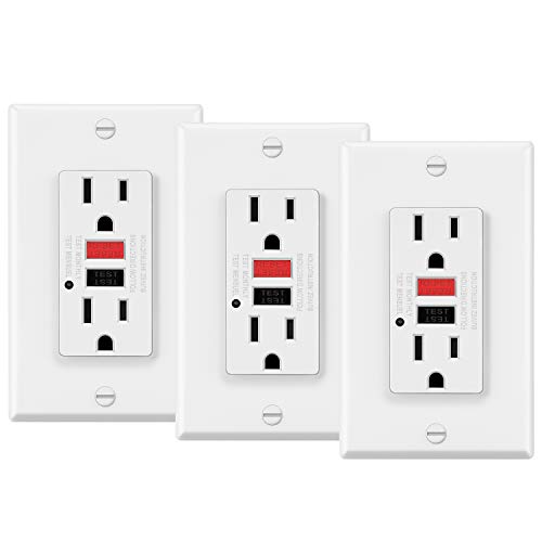 3 Pack ELECTECK 15 Amp GFCI Outlets, NonTamper Resistant, Decor GFI