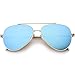 zeroUV Mirrored Oversized Aviator Sunglasses for Women and Men, Metal Frame with UV400 with Large Flat Mirror Lens 58mm (Gold/Blue Mirror)