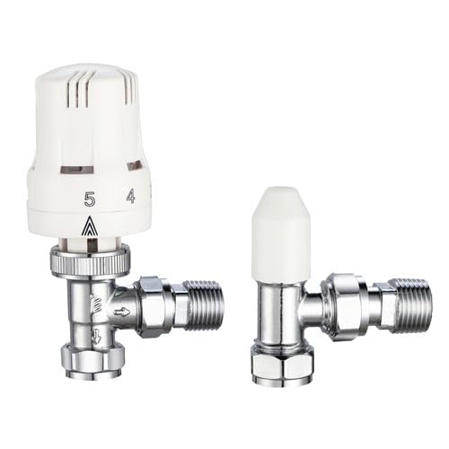 Thermostatic Radiator Valve & Lockshield Pack Angled 15mm x 1/2"
